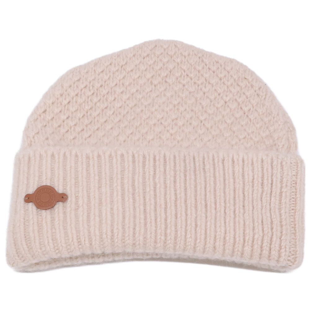 HERMES H252000N Lou Cashmere Mohair Beanie Knit Cap Hat M Amande Women's